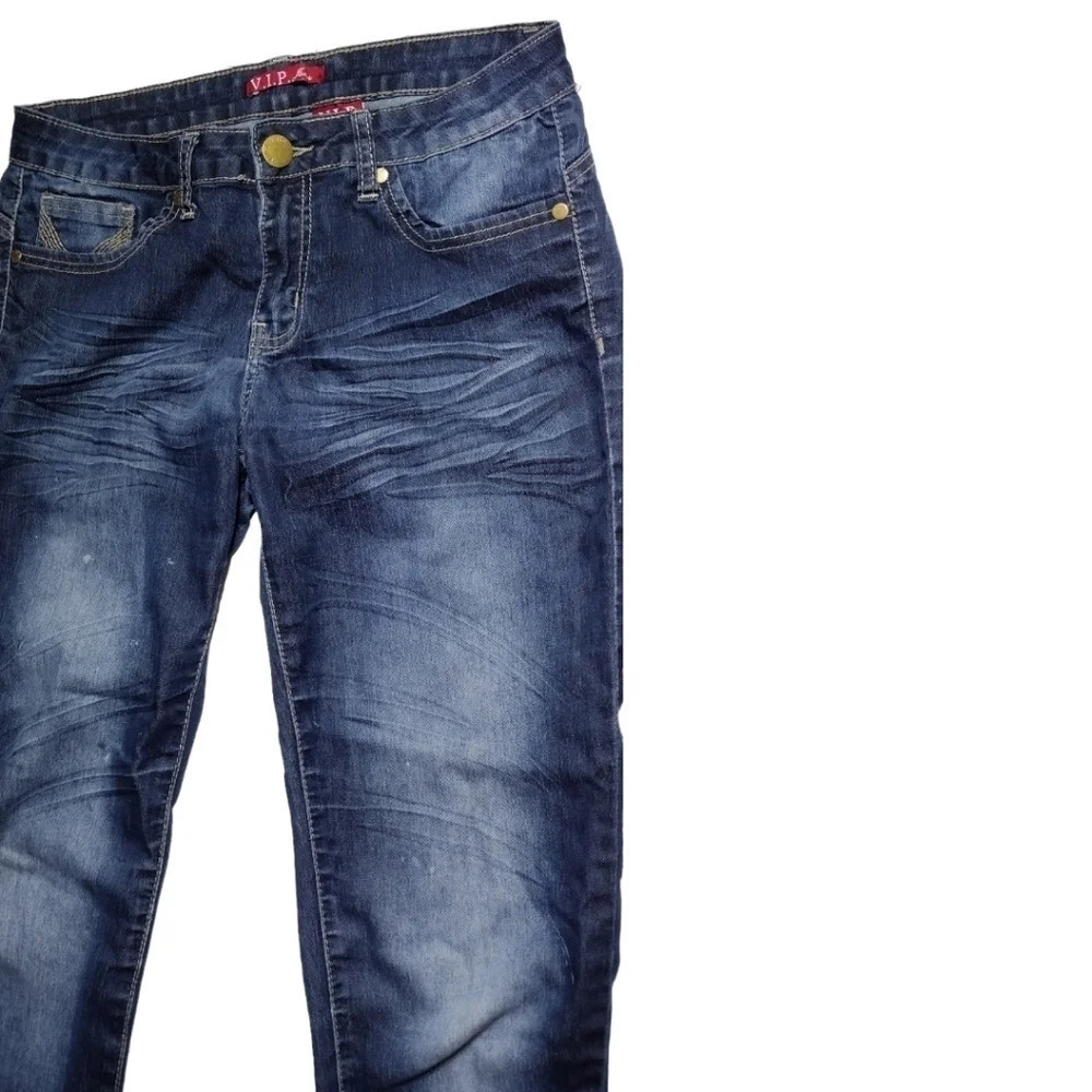 V.i.p. Jeans acid wash, distressed blue jeans. Size 9/109. C7 - Picture 3 of 9